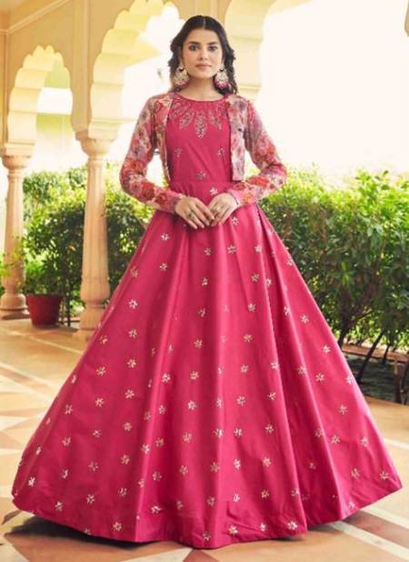Pink Colour Flory Vol 22 Shubh Kala New Latest Designer Festive Wear Cotton Anarkali Gown With Koti Collection 4766
